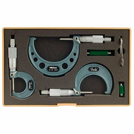 BEAUTYBLADE 0-3 in. Outside Micrometer Set with Ratchet Stop - 3 Piece BE3713078